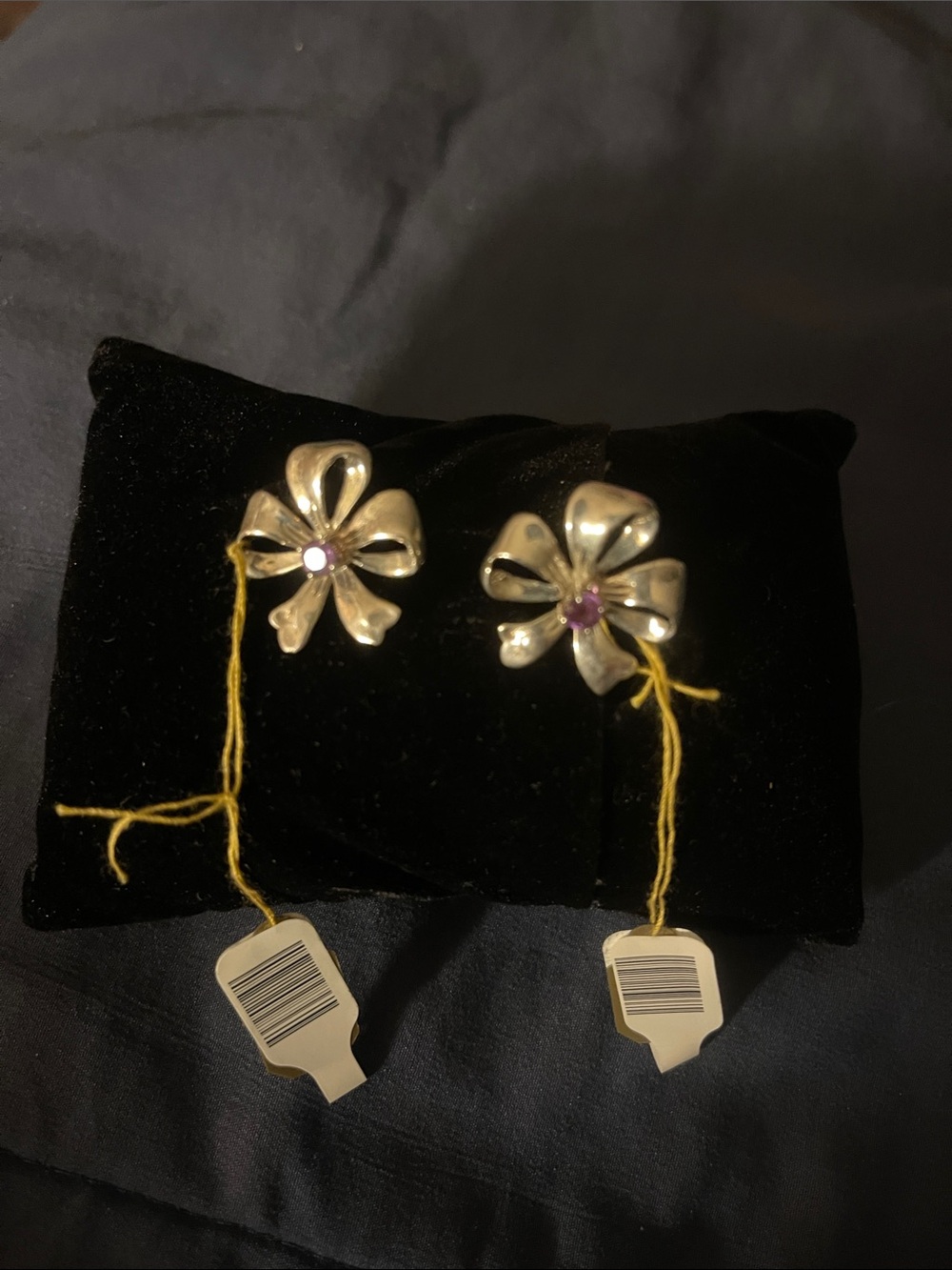 925 Silver. Floral Stud Earrings with Pink Center